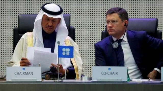 صورة لوزير الطاقة السعودي الأمير عبد العزيز بن سلمان ونظيره الروسي أليكسندر نوفاك خلال اجتماعات سابقة لأوبك+