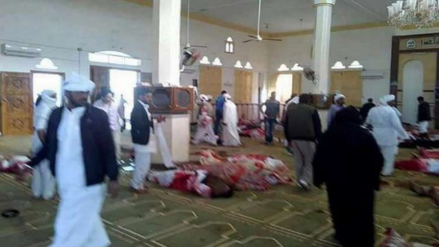 صورة عقب العملية الإرهابية بمسجد الروضة
