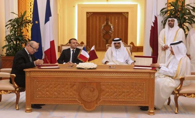 أمير قطر  مع الرئيس الفرنسي