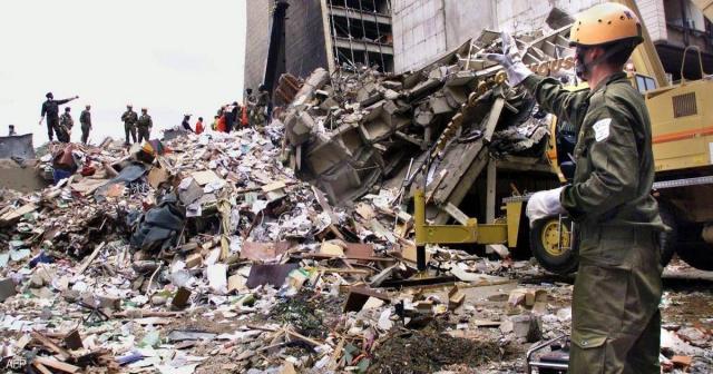 آثار التفجير الذي استهدف السفارة الأميركية في نيروبي. أرشيف