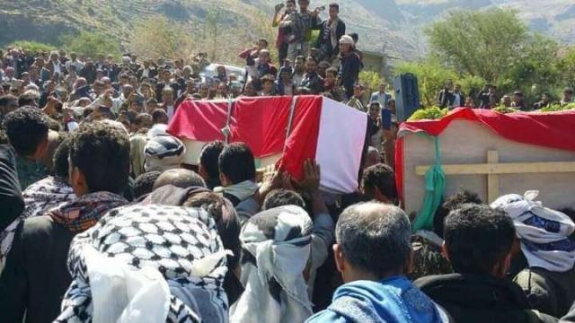 مراسيم تشييع رعد وهنادي الزنداني بإب